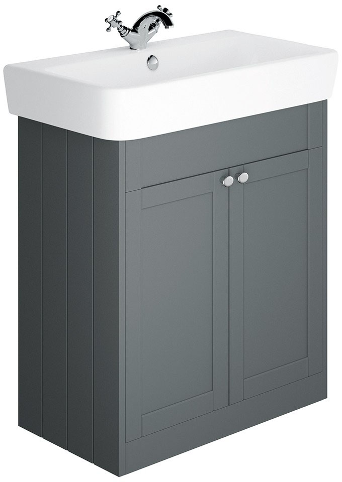SY-HEN14 Synergy Henbury 800mm Grey Floor Standing Vanity Unit & SY-HEN25 Synergy Henbury 800mm 1 Tap Hole Basin